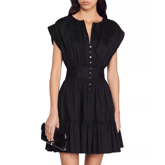 Amethyste Cotton Ruched Mini Dress - Picture 1 of 5